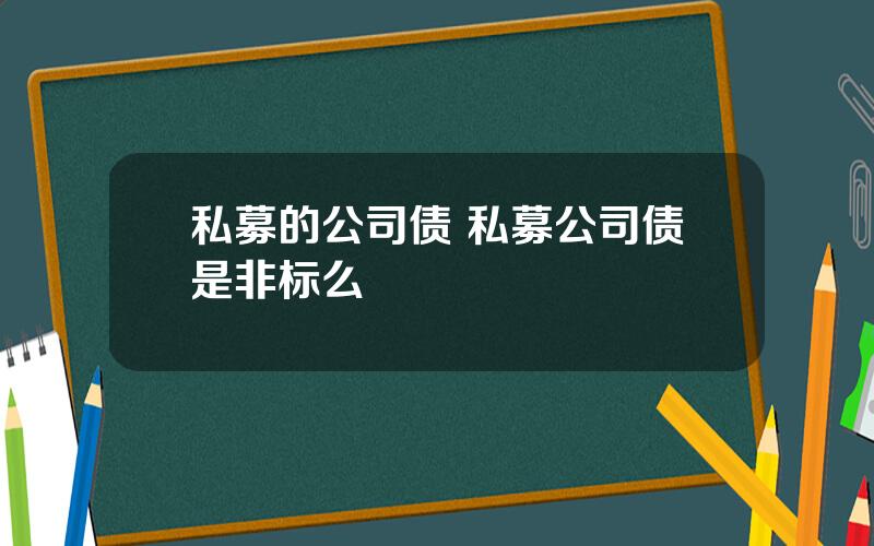 私募的公司债 私募公司债是非标么